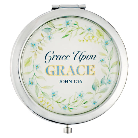 Christian Art Gifts - Mirror Compact Grace Upon Grace John 1:16