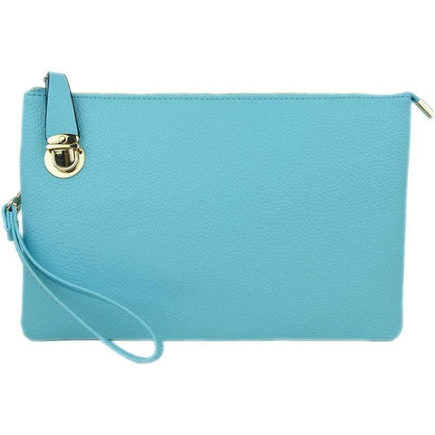 MiMi Wholesale - 0714 Designer Inspired Fashion Clutch/Crossbody Bag: Light Blue