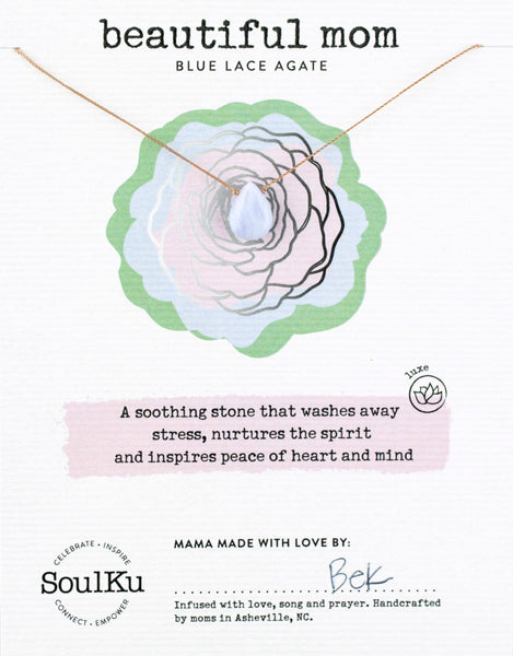 SoulKu - Blue Lace Agate Luxe Necklace for Beautiful Mom