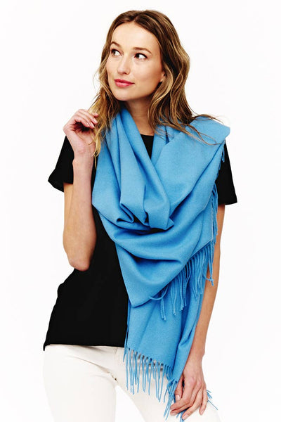 Hana - Soft Cashmere Solid Color Scarf: Turquoise