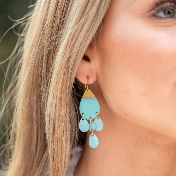 Anju Jewelry - Brass Patina Earrings - Blue Dangles