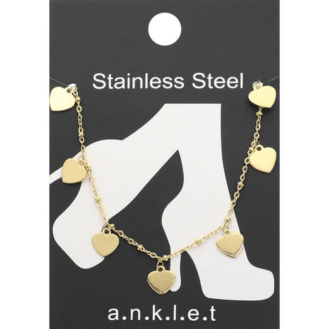 Sensibling Corp. - Stainless Steel Heart Charm Station Anklet