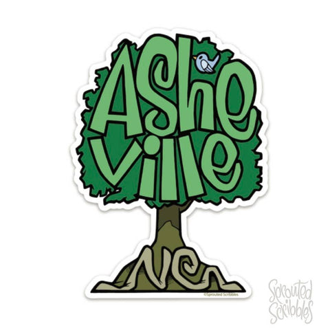 Sprouted Scribbles - Asheville Sticker | Tree | Waterproof Vinyl Decal