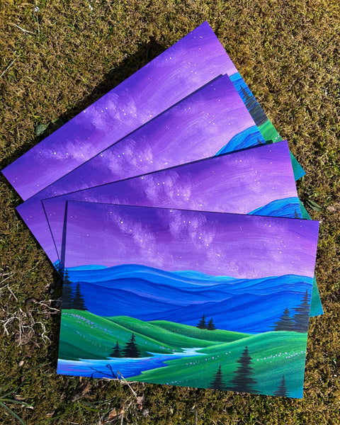 Wandering Arts and Crafts - Purple Sky and Mountains card 