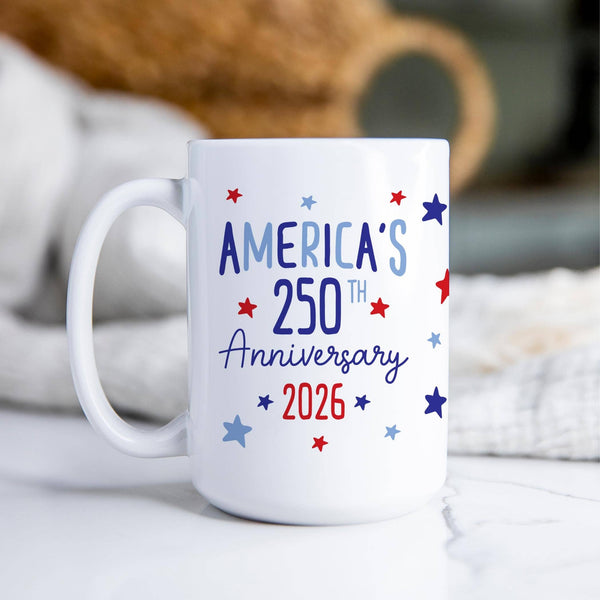 Clairmont & Co - 15oz Coffee Mug White-4th of July 250th Anniversary