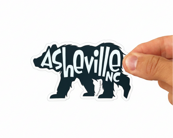 Sprouted Scribbles - Asheville Sticker | Bear | Waterproof Vinyl Decal: WATER BOTTLE SIZED - 3 in