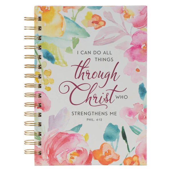 Christian Art Gifts - All Things Through Christ Multi-colored Floral Large Wirebou