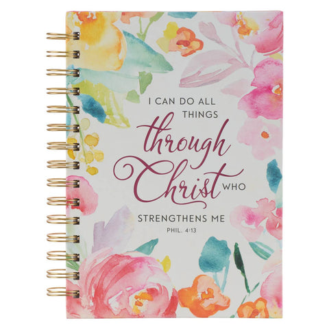 Christian Art Gifts - All Things Through Christ Multi-colored Floral Large Wirebou