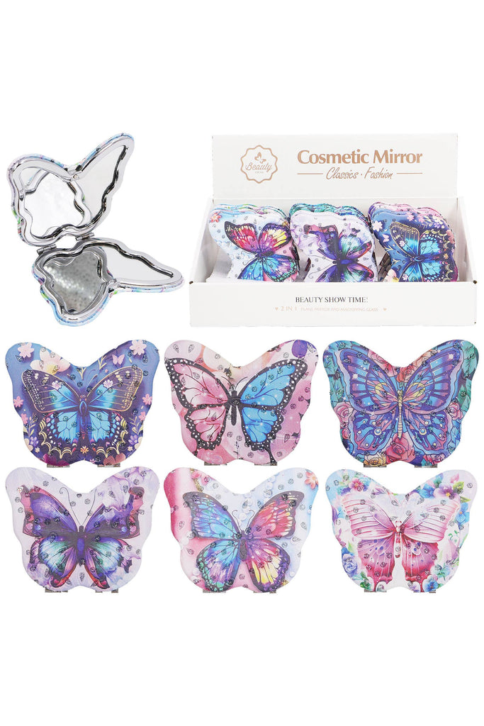 Cap Zone - Butterfly Floral Cosmetic Compact Mirror