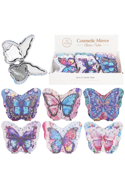 Cap Zone - Butterfly Floral Cosmetic Compact Mirror