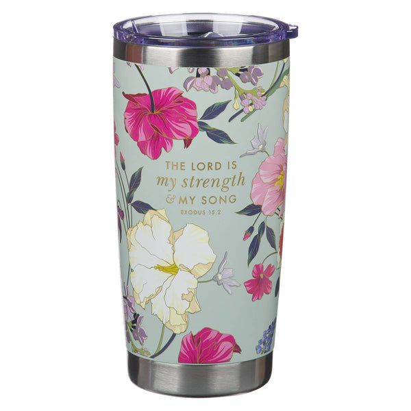 Christian Art Gifts - Tumbler SS Teal Strength Exodus 15:2