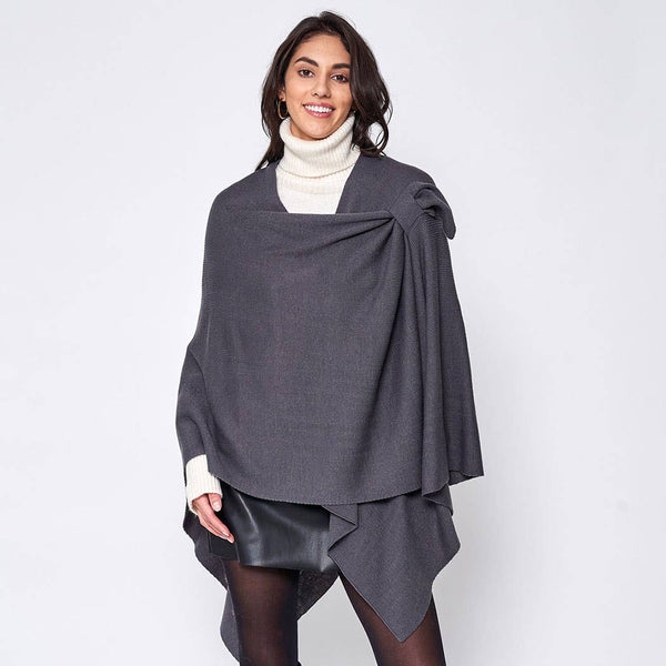 Fashion City - Solid Ruana with Shoulder Strap