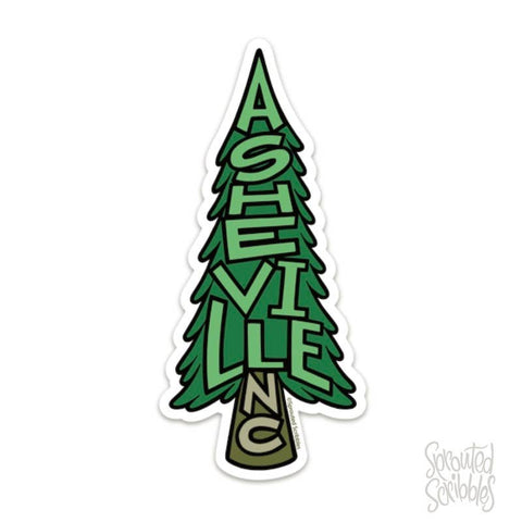 Sprouted Scribbles - Asheville Sticker | Pine Tree | Waterproof Vinyl Decal: VEHICLE SIZED