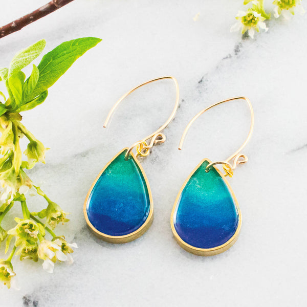No Man's Land - Adriatic Sea Brass Drop Earrings