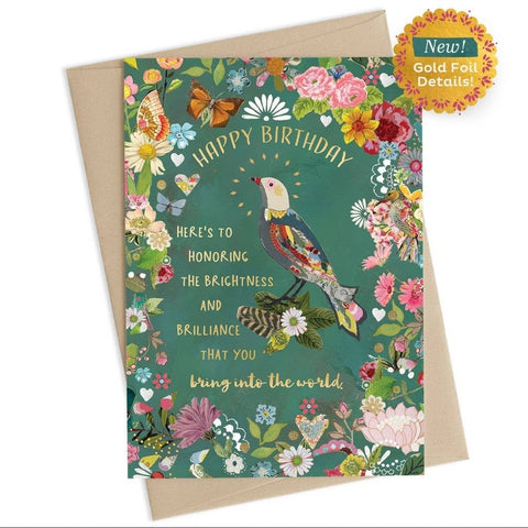 Kelly Rae Roberts - Flower Framed Bird Birthday Card