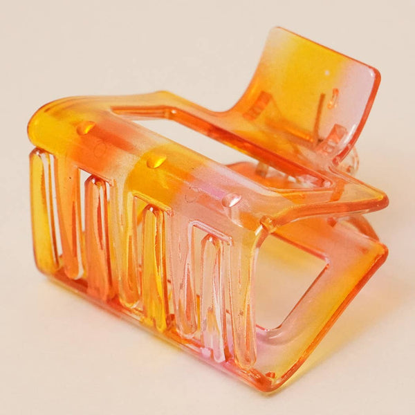 Fashion City - Tie-Dye Resin Rectangle Transparent Hair Claw: GREEN / One Size