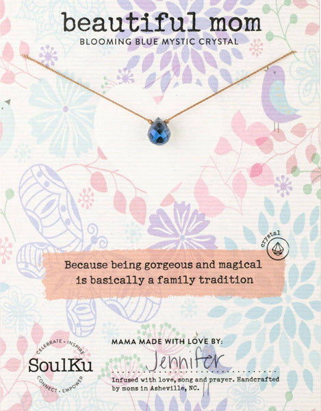 SoulKu - Blooming Blue Mystic Crystal Necklace for Beautiful Mom