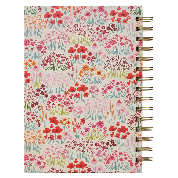 Christian Art Gifts - Journal Wirebound Cream Music/Floral Amazing Grace