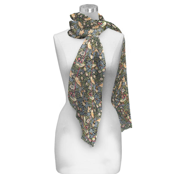RainCaper - William Morris Strawberry Thief Long Sheer Scarf – Lightweight, Elegant, Silky-Soft