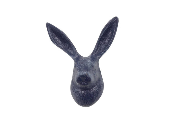 Hampton Ironworks - Rustic Dark Blue Cast Iron Decorative Rabbit Hook 5"