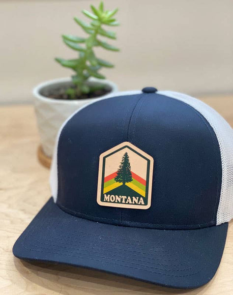 MT Brand Apparel - Retro Tree Badge - Customizable -  Leather Patch Hat