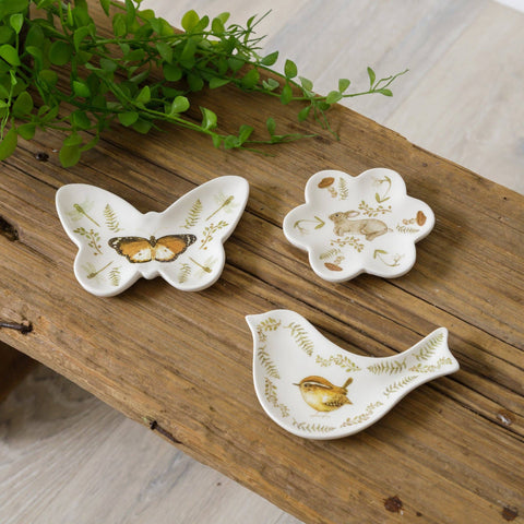 Audrey's Home & Gift - Bird, Butterfly, Rabbit Trinket Plates (Set Of 03)