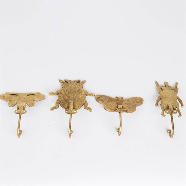 Audrey's Home & Gift - Gold Folk Art Bugs Wall Hooks (4 Designs)