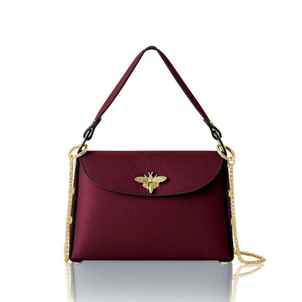 MONTTE DI JINNE - Italian Handmade Leather Top Handle Bag with Bee Emblem