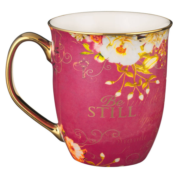 Christian Art Gifts - Mug Pink/White Butterfly Be Still Ps. 46:10