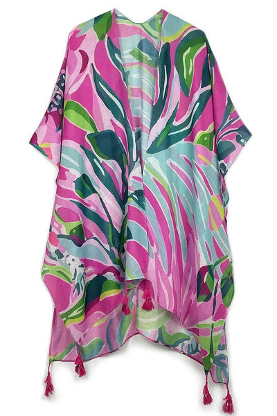 Hana - Floral Print Tassel Kimono