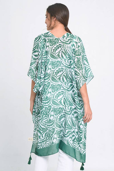 Hana - Floral Paisley Border Print Tassel Summer Kimono