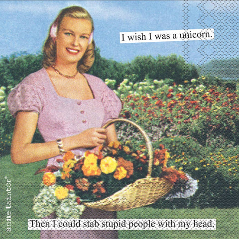 Boston International - Paper Cocktail Napkins Pack of 20 Anne Taintor Unicorn
