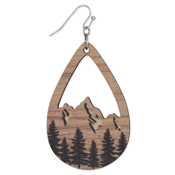 ZAD - Rustic Range Wood Mountain Earrings