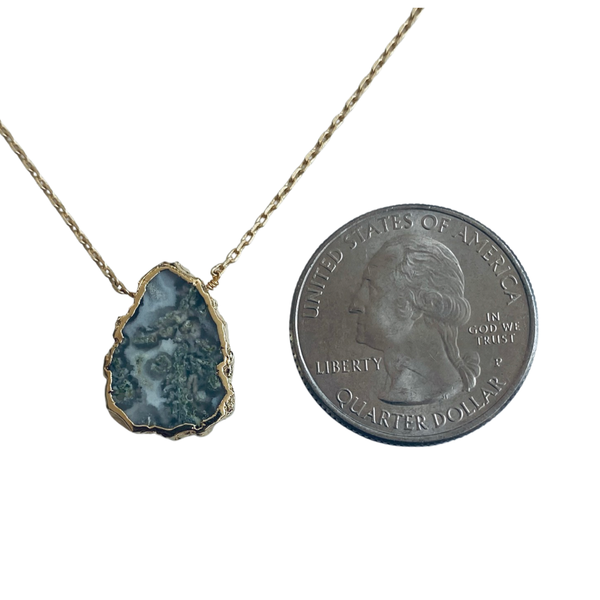 Modern Opus - Moss Agate Gold Plated Pendant/Charm Necklace