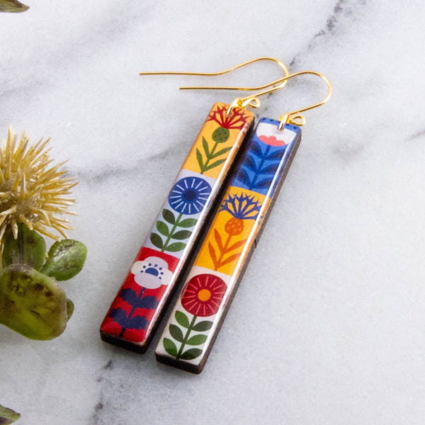 No Man's Land - Bright Scandinavian Bar Earrings