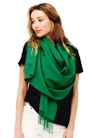 Hana - Soft Cashmere Solid Color Scarf: Green