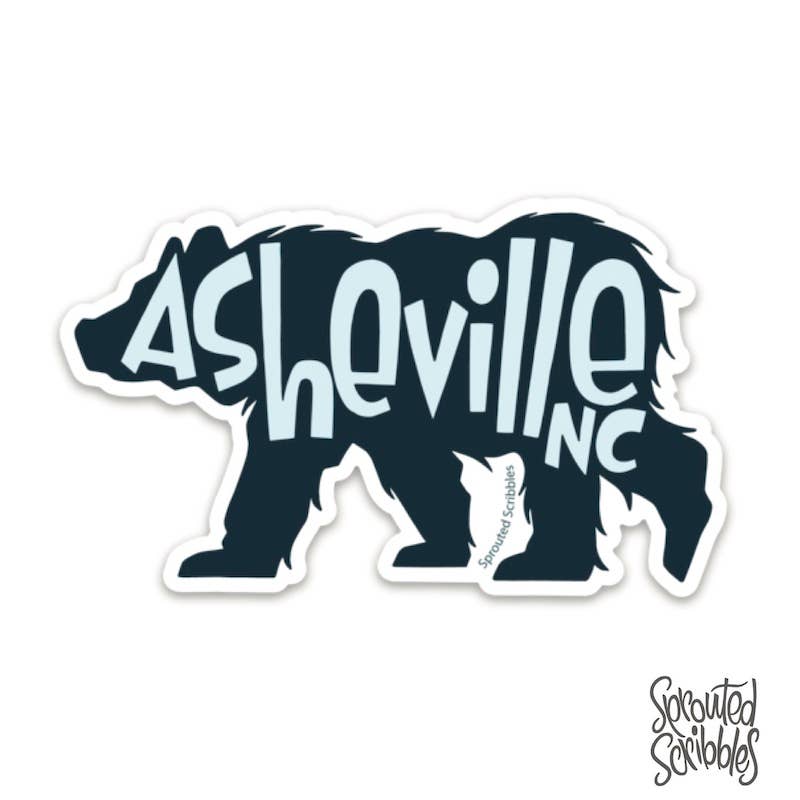 Sprouted Scribbles - Asheville Sticker | Bear | Waterproof Vinyl Decal