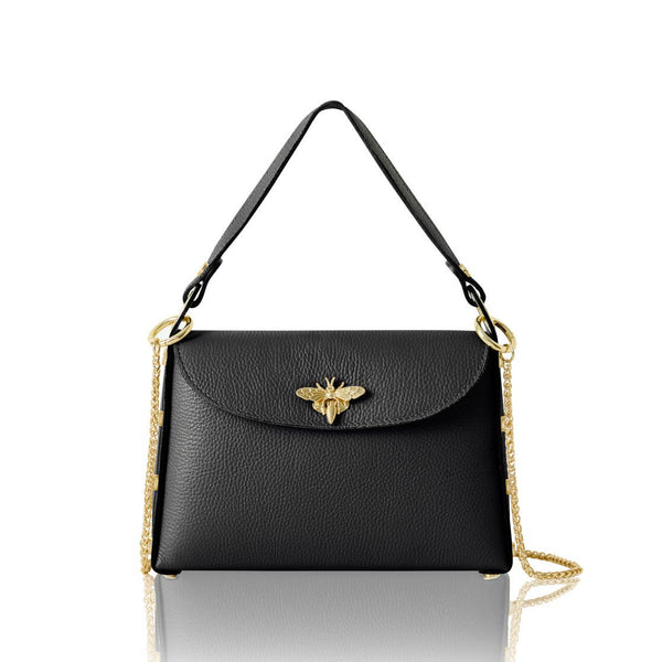 MONTTE DI JINNE - Italian Handmade Leather Top Handle Bag with Bee Emblem