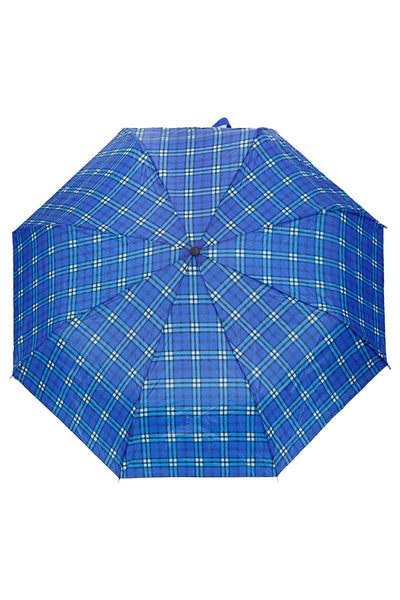 Cap Zone - Blue Plaid Manual 8-panel 3-fold Compact Umbrella