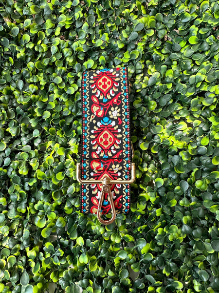 MiMi Wholesale - Boho Pattern Adjustable Handbag Strap for Guitar: Red Black