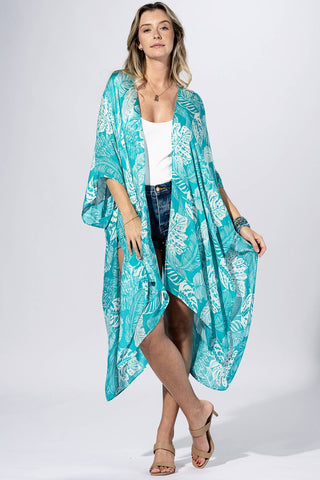 Urbanista - Aqua Palm-Leaf Kimono