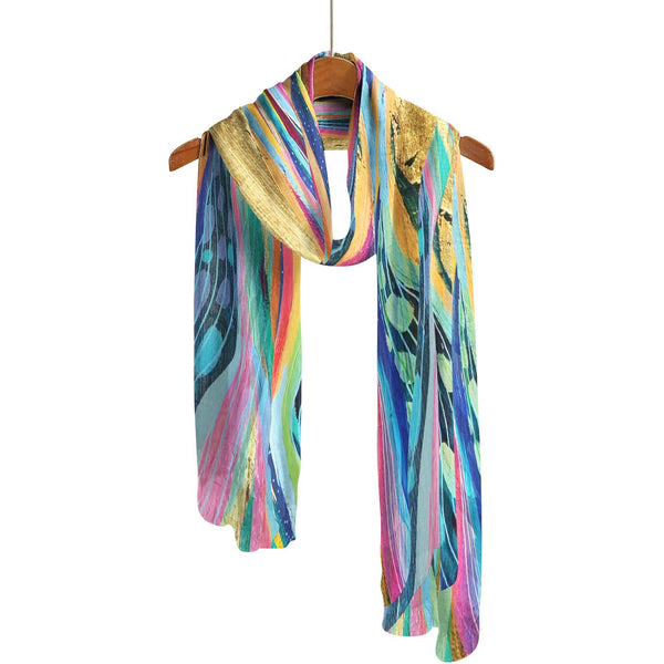 RainCaper - EttaVee's Rainbow Riviera 1 Long Sheer Scarf – Lightweight, Elegant, Silky-Soft