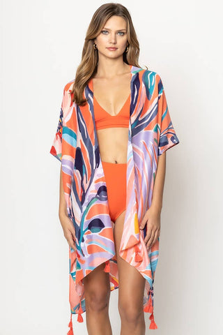 Hana - Floral Print Tassel Kimono
