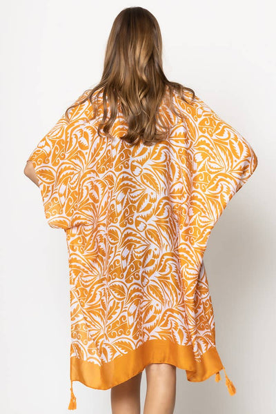Hana - Floral Paisley Border Print Tassel Summer Kimono