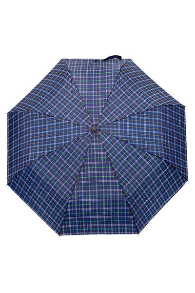 Cap Zone - Blue Plaid Manual 8-panel 3-fold Compact Umbrella