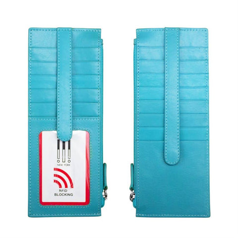 ili New York - 7800 Leather Card Holder with Zip Pocket
