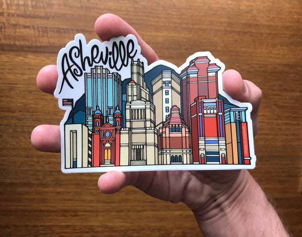 Sprouted Scribbles - Asheville Sticker | City Buildings | Waterproof Vinyl Decal: VEHICLE SIZED