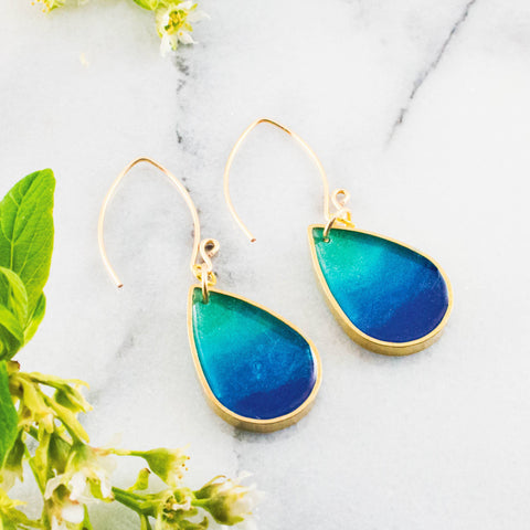 No Man's Land - Adriatic Sea Brass Drop Earrings