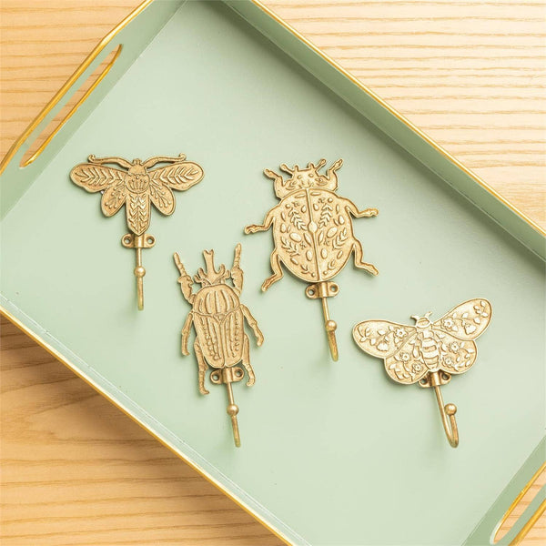 Audrey's Home & Gift - Gold Folk Art Bugs Wall Hooks (4 Designs)