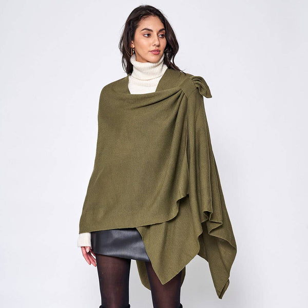 Fashion City - Solid Ruana with Shoulder Strap